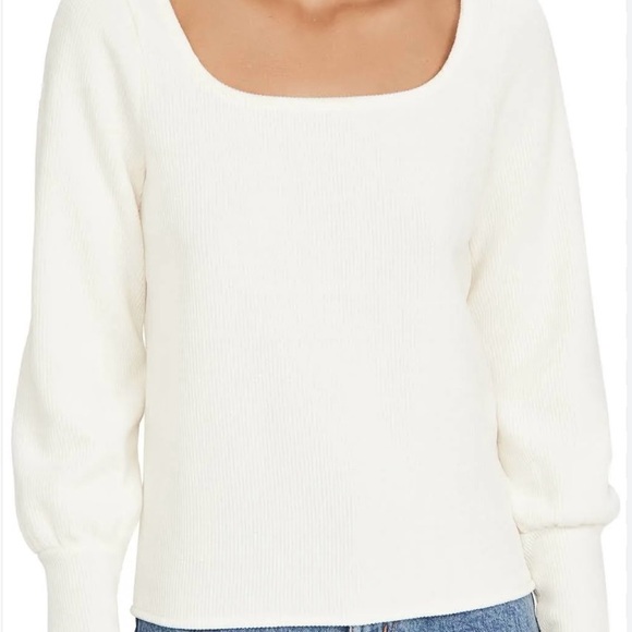 Madewell Sweaters - Madewell Ivory Ottoman Rib Square Neck Top Size Small